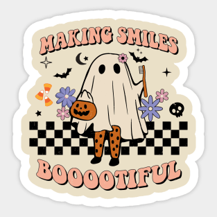 Retro Pediatric Dentist Halloween Spooky Dental Assistant Hygienist Sticker